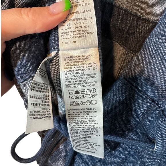 Levi's Baggy Surplus Jumpsuit Dark Wash Denim Small Coveralls Boilersuit Utility - Picture 8 of 11